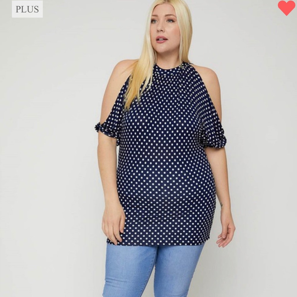 Polka Dot Cold Shoulder Top